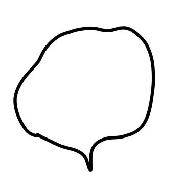 Illustration material |Simple handwritten speech bubble, black, no fill Stock Illustration