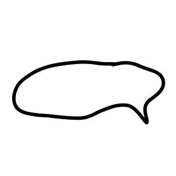 Illustration material |Simple handwritten speech bubble, black, no fill イラスト素材