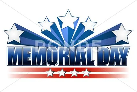 An illustration for memorial day with the american flag colors isolated over Stock Illustration