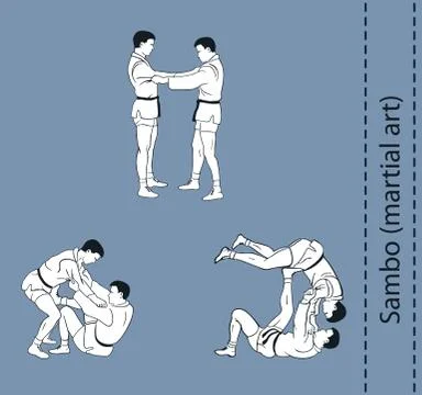 Illustration, men demonstrate the fight of SAMBO Stock Illustration