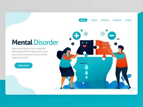 Illustration of mental disorder. Multiple personalities. Negative and positiv Stock Illustration