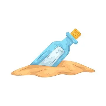 Illustration of message in a bottle Illustration