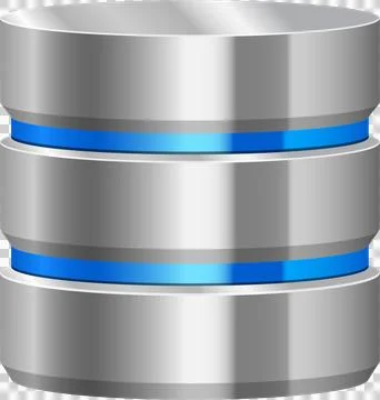Illustration of a metallic data cylinder, symbolizing information storage a.. Stock Illustration