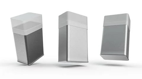 Illustration of metallic jars in rectangle shape on white background Stock Illustration