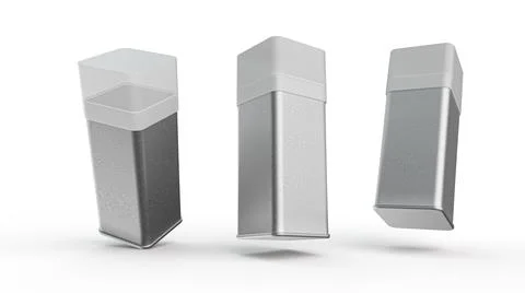 Illustration of metallic jars in rectangle shape on white background 스톡 일러스트