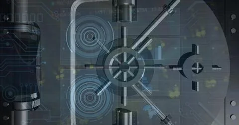 Illustration of metallic locker with radars over abstract background Stock Illustration