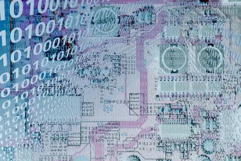 Illustration of microchip and binary Stock Illustration