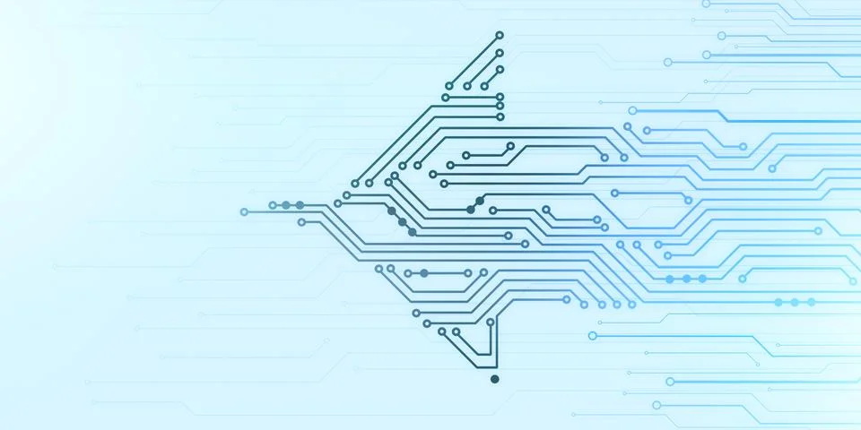 Illustration of microchip board in arrow shape Stock Illustration