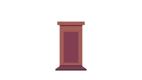 Illustration of a microphone and podium, representing a speaking engagement.. Stock Footage 332339563