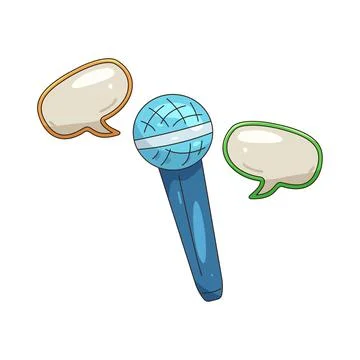 Illustration of microphone with speech bubbles Ilustração Stock