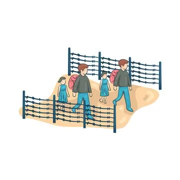 Illustration of migrant family Ilustración de archivo