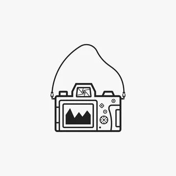 Illustration of Mirrorless Camera Back Side Line Icon Symbol Stock Illustration