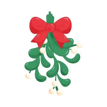 Illustration of mistletoe with red bow イラスト素材