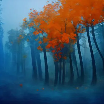 Illustration of a misty forest Ilustración de archivo