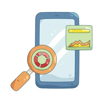 Illustration of Mobile analytics and data visualization Stock Illustration