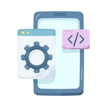 Illustration of mobile app development Stock Illustration