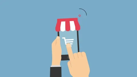 Illustration of Mobile E-commerce Concept with Online Shopping Cart Icon Stock Footage 341920202