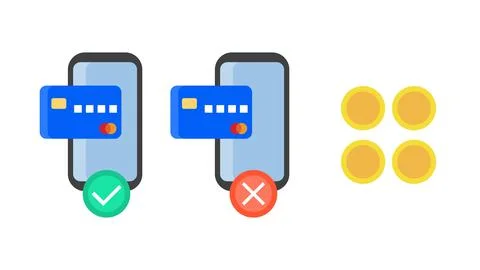 Illustration of mobile payment, by smartphone using debit or credit card Stock Illustration