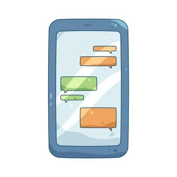 Illustration of mobile phone displaying chat bubbles Stock Illustration
