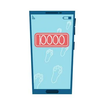 Illustration of a mobile phone with a pedometer. Stock Illustration