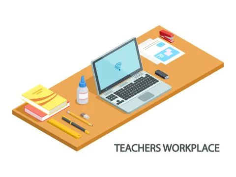 Illustration of modern teachers workplace isometric vector design Stock Illustration