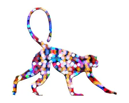 Illustration of a monkey in a colorful pattern on a white background Stock Illustration