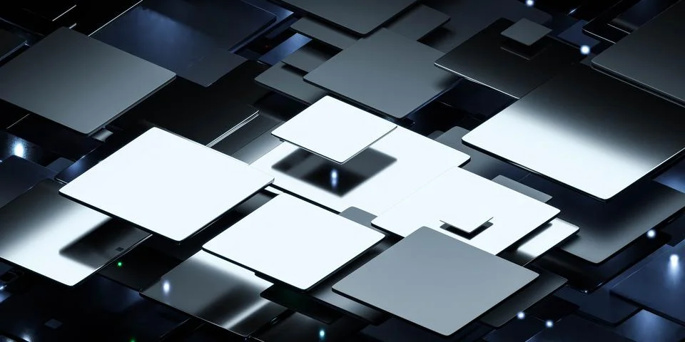 Illustration of a monochromatic 3D render of cube structures 3d render Stock Illustration