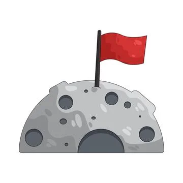 Illustration of moon surface with a flag Stock Illustration
