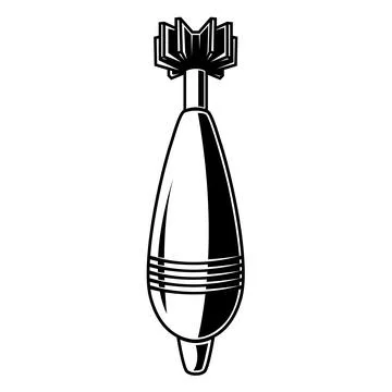 Illustration of a mortar shell in engraving style. Design element for poste.. Stock Illustration