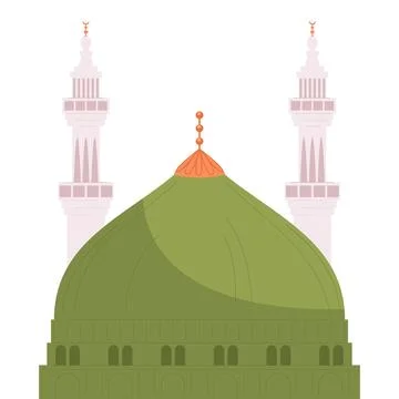 Illustration of Mosque Architecture with Minarets Illustrazione stock