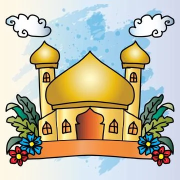 Illustration of a mosque on a blue background Stock Illustration