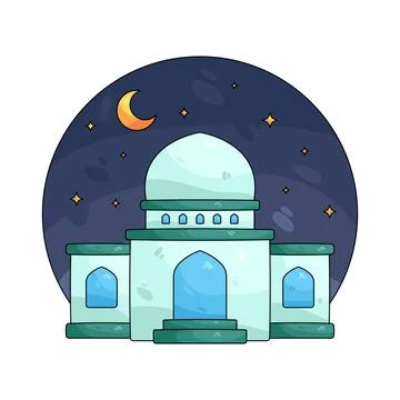 Illustration of mosque at night Ilustración de archivo