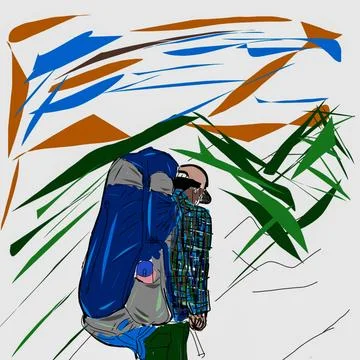 Illustration of a mountain climber Stock Illustration