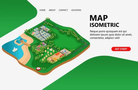 Illustration of mountain location map for camping Suitable for landing page, Stock Illustration