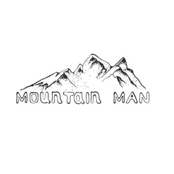 Illustration of a mountain peak with pine forest, engraving style, hand drawn Stock Illustration