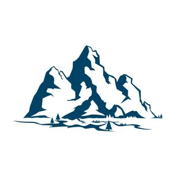 Illustration of a mountain range and trees near it Stock Illustration