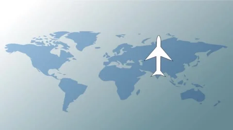 Illustration of moving planes on world map Stock Footage 43675594