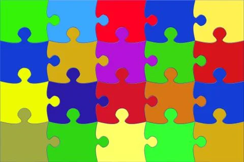 Illustration with the multi coloured puzzle elements Stockillustratie