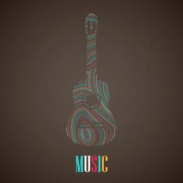 Illustration with the multicolored guitar Stock Illustration