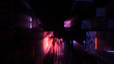 Illustration of multicolored lights shining from rectangular frames 스톡 일러스트