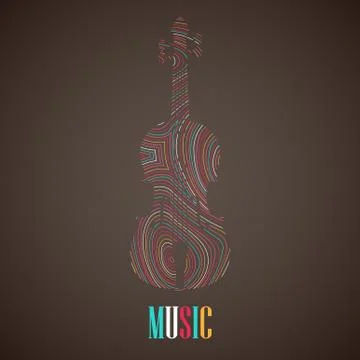 Illustration with the multicolored violin Stock Illustration