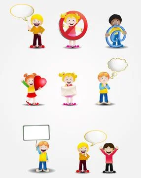 Illustration of a multicultural children do activity Stock Illustration