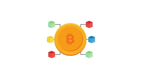 An illustration of multiple computers working together in a bitcoin mining .. Stock Footage 332198147