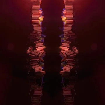 Illustration of multiple metal rectangles on dark background. 3d rendering イラスト素材