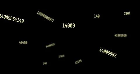 Illustration of multiple numbers over black background, copy space Illustrazione stock