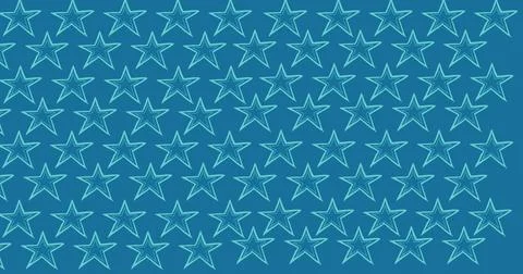Illustration of multiple rows of blue stars on blue background Illustrazione stock
