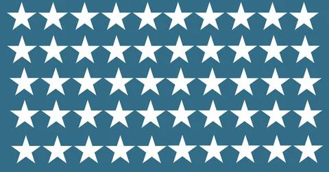 Illustration of multiple rows of white stars on blue background Illustrazione stock