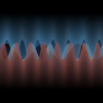 Illustration of multiple waves oscillating or overlapping by many small Digital Illustrazione stock