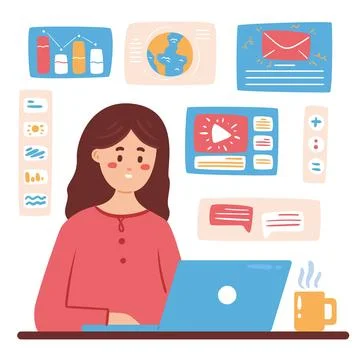 Illustration of multitasking concept 库存插图