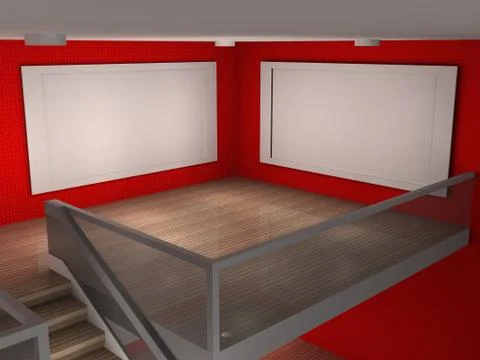 Illustration of a museum with 2 empty frames Stock Illustration